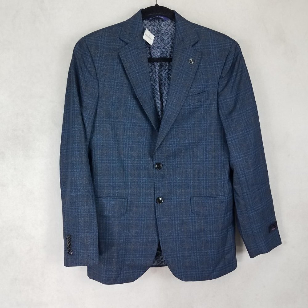 NEW Ted Baker Endurance Men's 36S Konan Sport Coat Blazer Suit Jacket Navy Plaid